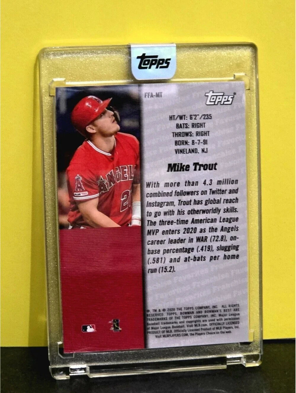 MIKE TROUT 2020 BOWMAN'S BEST FRANCHISE FAVORITES REFRACTOR Insert Encased
